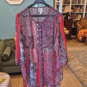 Fig and Flower Vibrant Patterned Tunic